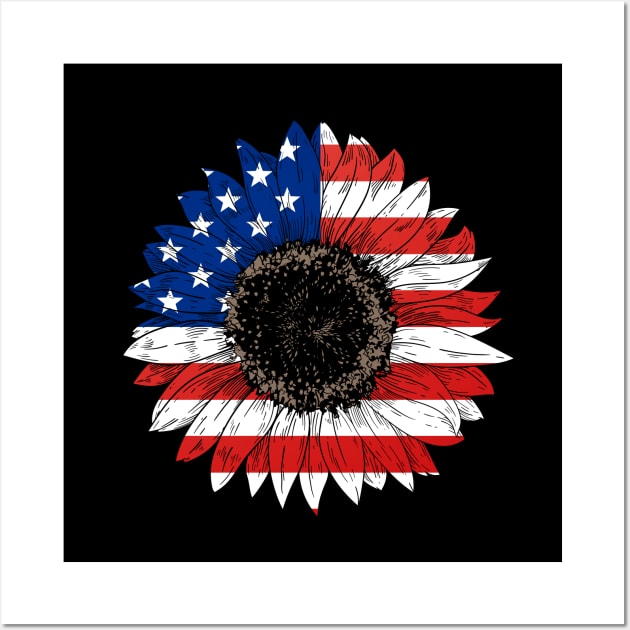 Sunflower and flag of america Wall Art by My Happy-Design